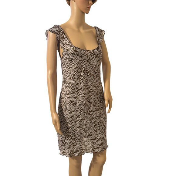 Natori Private Luxuries Leopard Print Ruffle Sleeve Scoop Back Short Dress - Picture 8 of 11